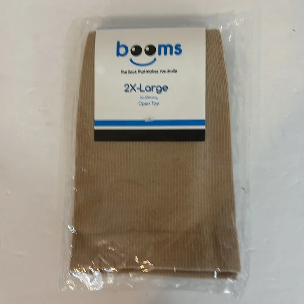 Booms  20-30 MmHg  Open toe Unisex Compression Socks 2XL Nude NWT